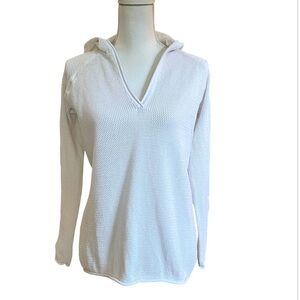 Caribbean Joe Hooded Mesh Sweater Top